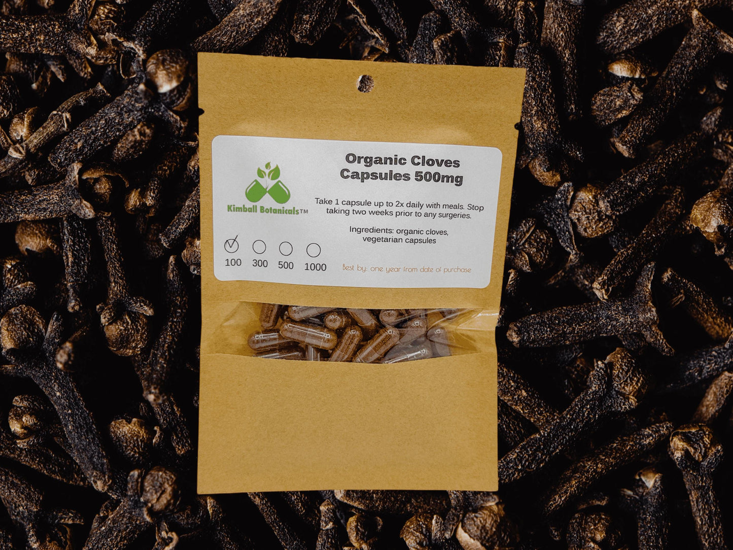 Organic Cloves (Syzygium aromaticum) 500mg or 650mg vegetarian capsules made fresh to order, no fillers