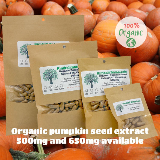 Organic Pumpkin Seed 4:1 Extract (cucurbita pepo) 500mg or 650mg vegetarian capsules made fresh to order.