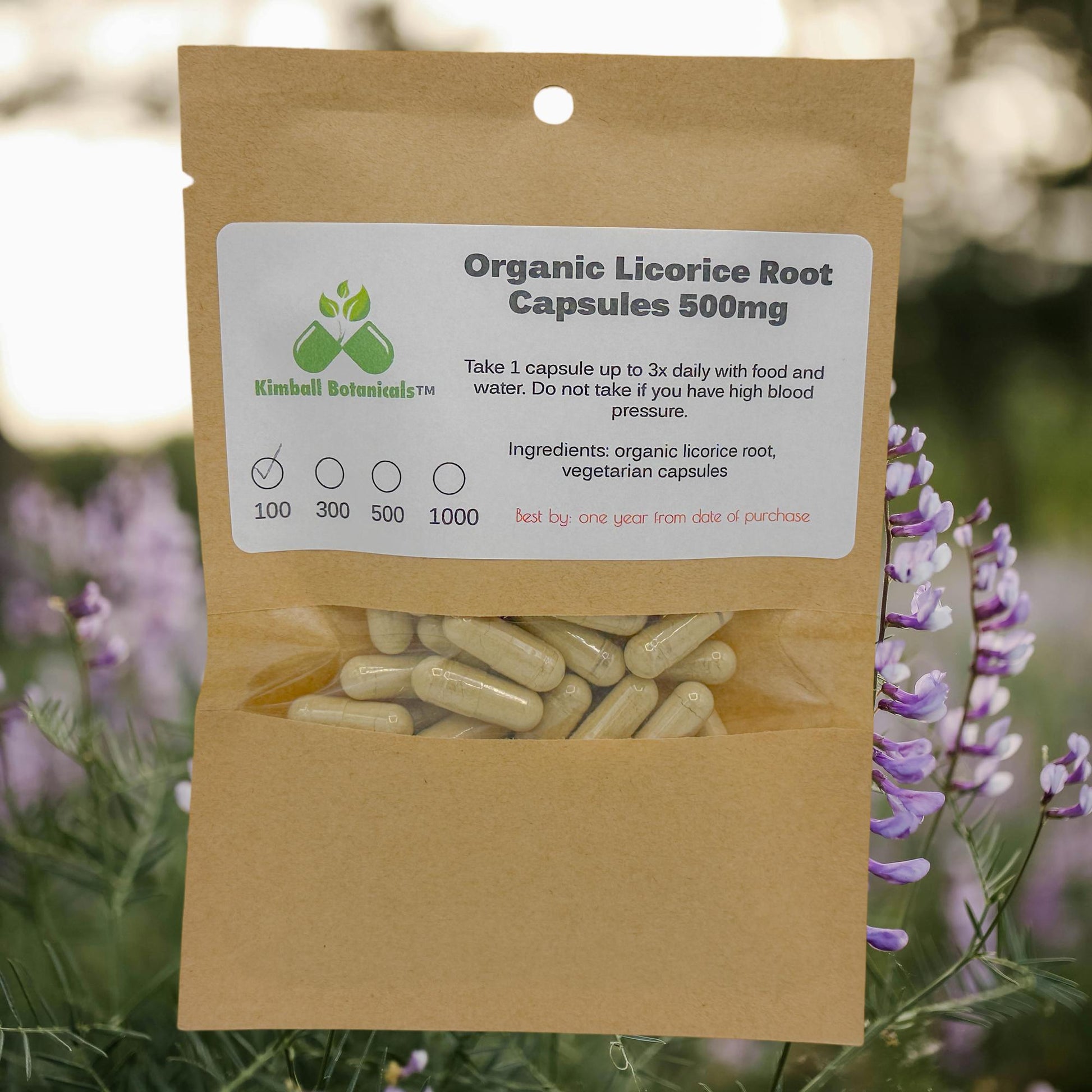 Organic Licorice Root (Glycyrrhiza glabra) 500mg or 650mg vegetarian or pullulan capsules or tincture, made fresh to order