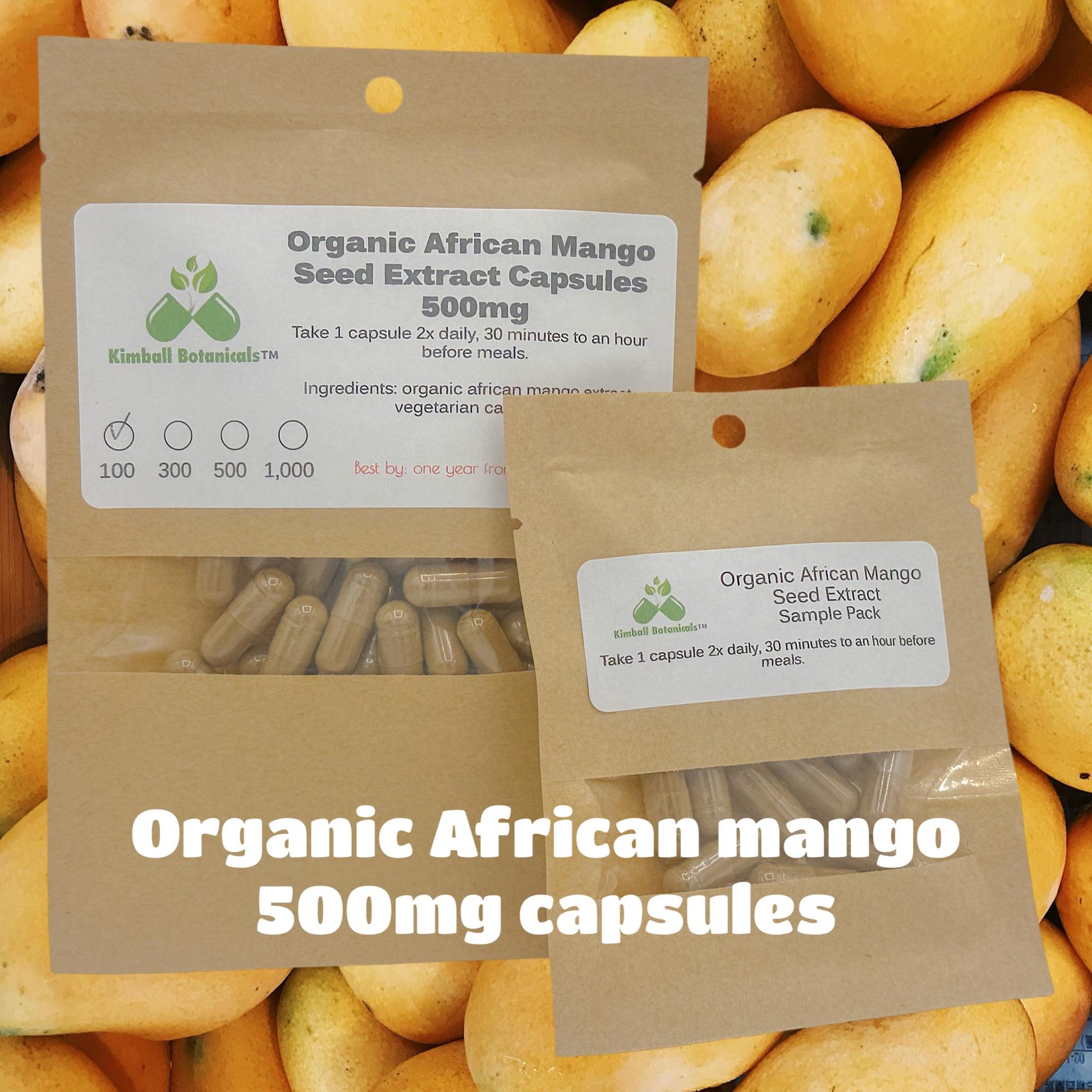 Organic African Mango Seed Extract (Irvingia gabonensis) 500mg vegetarian capsules made fresh to order with zero fillers