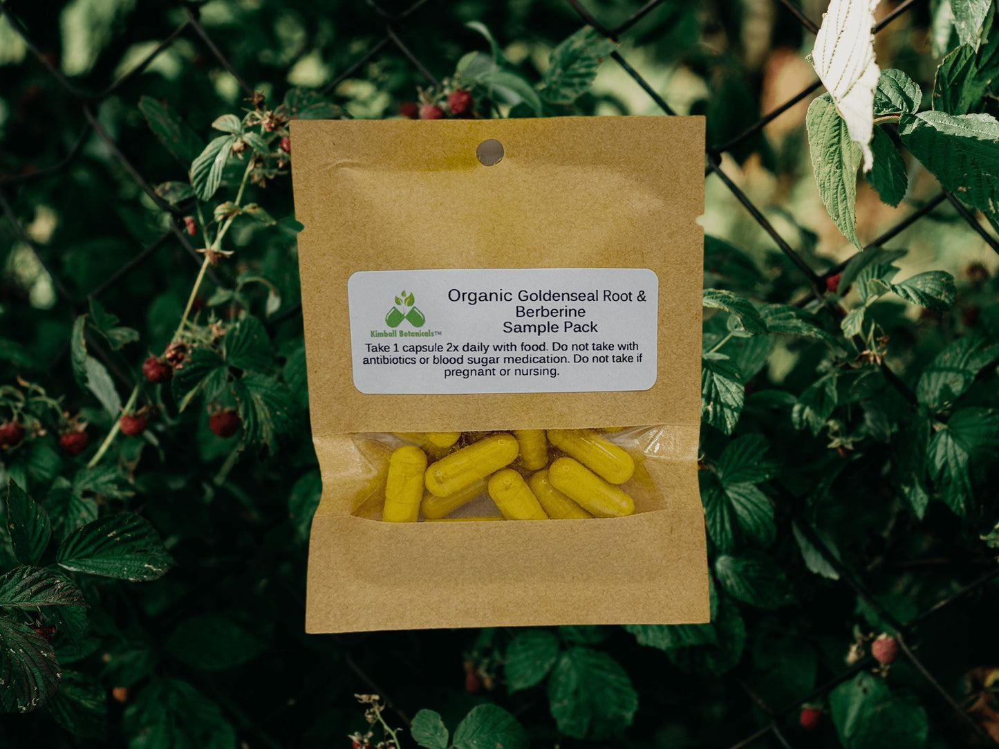 Organic Goldenseal Root and Berberine (Hydrastis canadensis) 500mg and 650mg vegetarian or pullulan capsules, made fresh to order