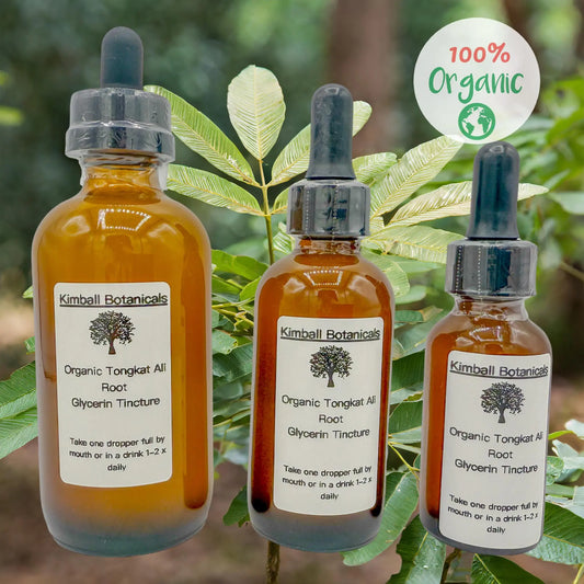 USDA Certified Organic Tongkat Ali Root Glycerin Tincture, Double Extracted - Kimball Botanicals LLC