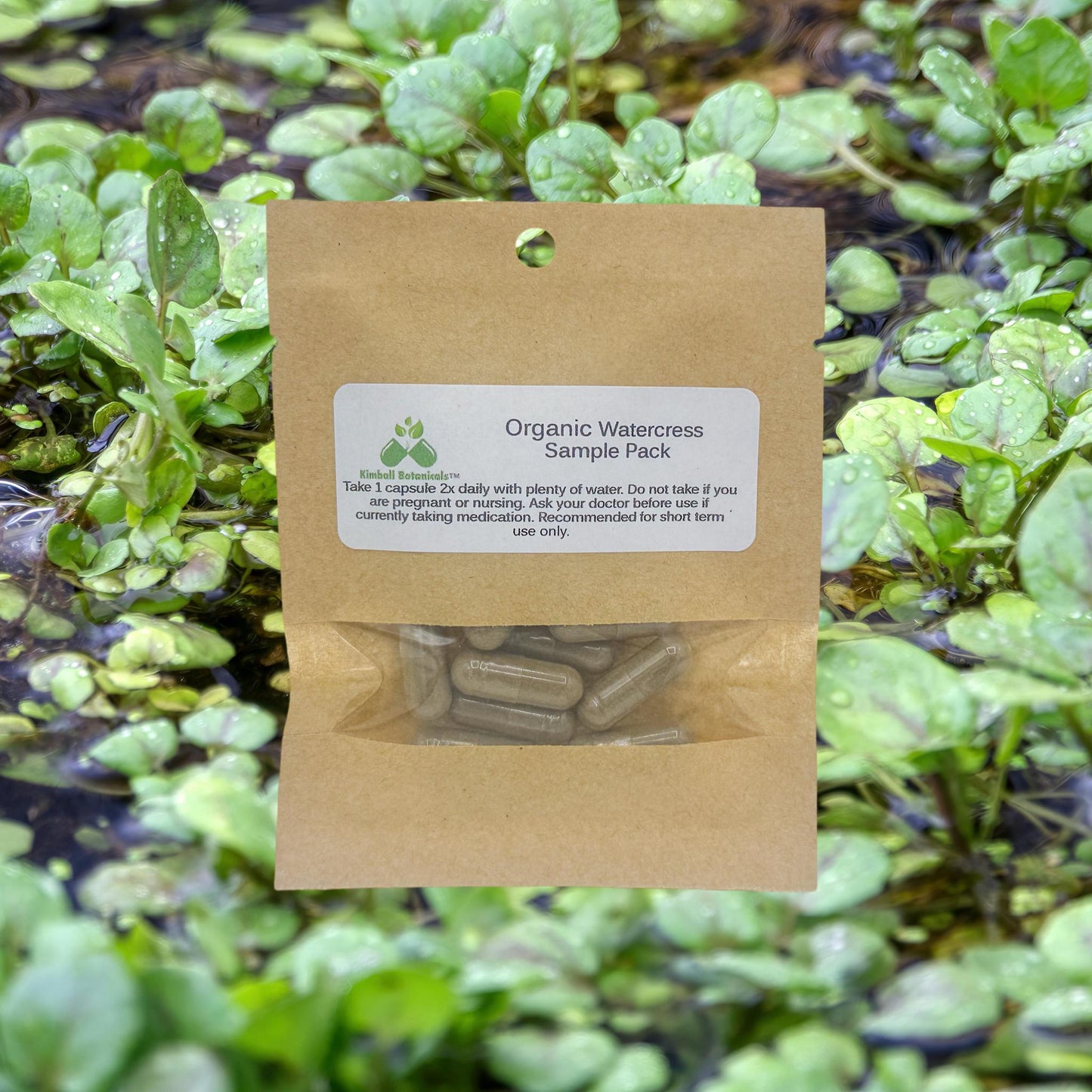 Organic Watercress (Nasturtium officinale) 500mg vegetarian capsules, made fresh to order