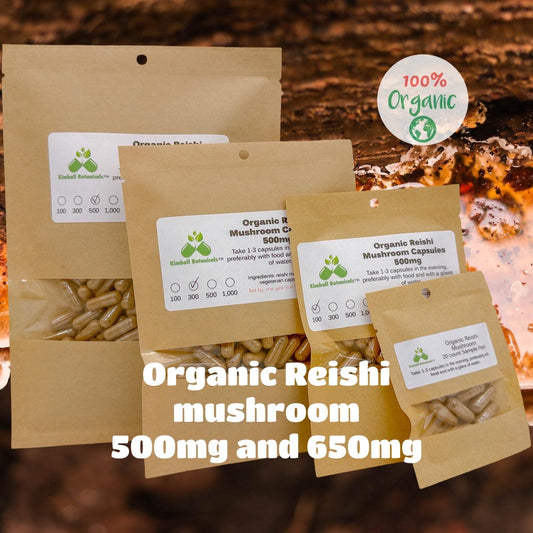 Organic Reishi (Ganoderma lucidum) Full Spectrum Mushroom 500mg vegetarian capsules made fresh to order
