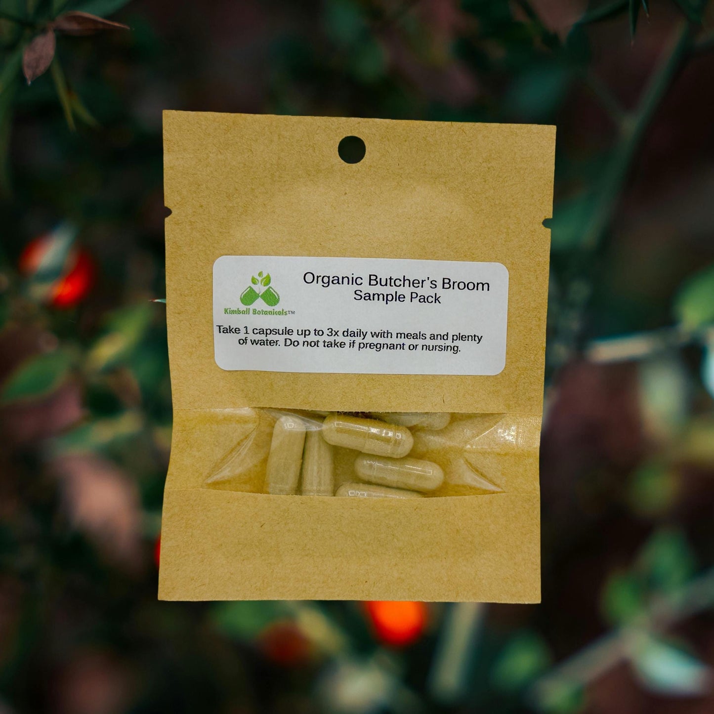 Organic Butcher's Broom (Ruscus aculeatus) 500mg vegetarian capsules, made fresh to order