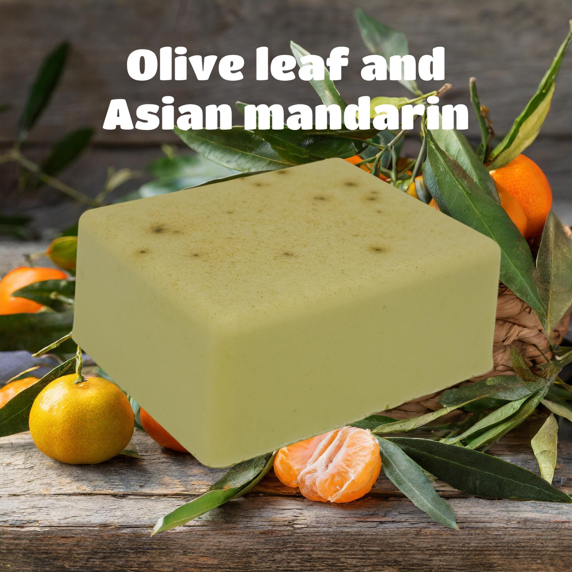 handmade oatmeal soap with organic olive leaf and mandarin