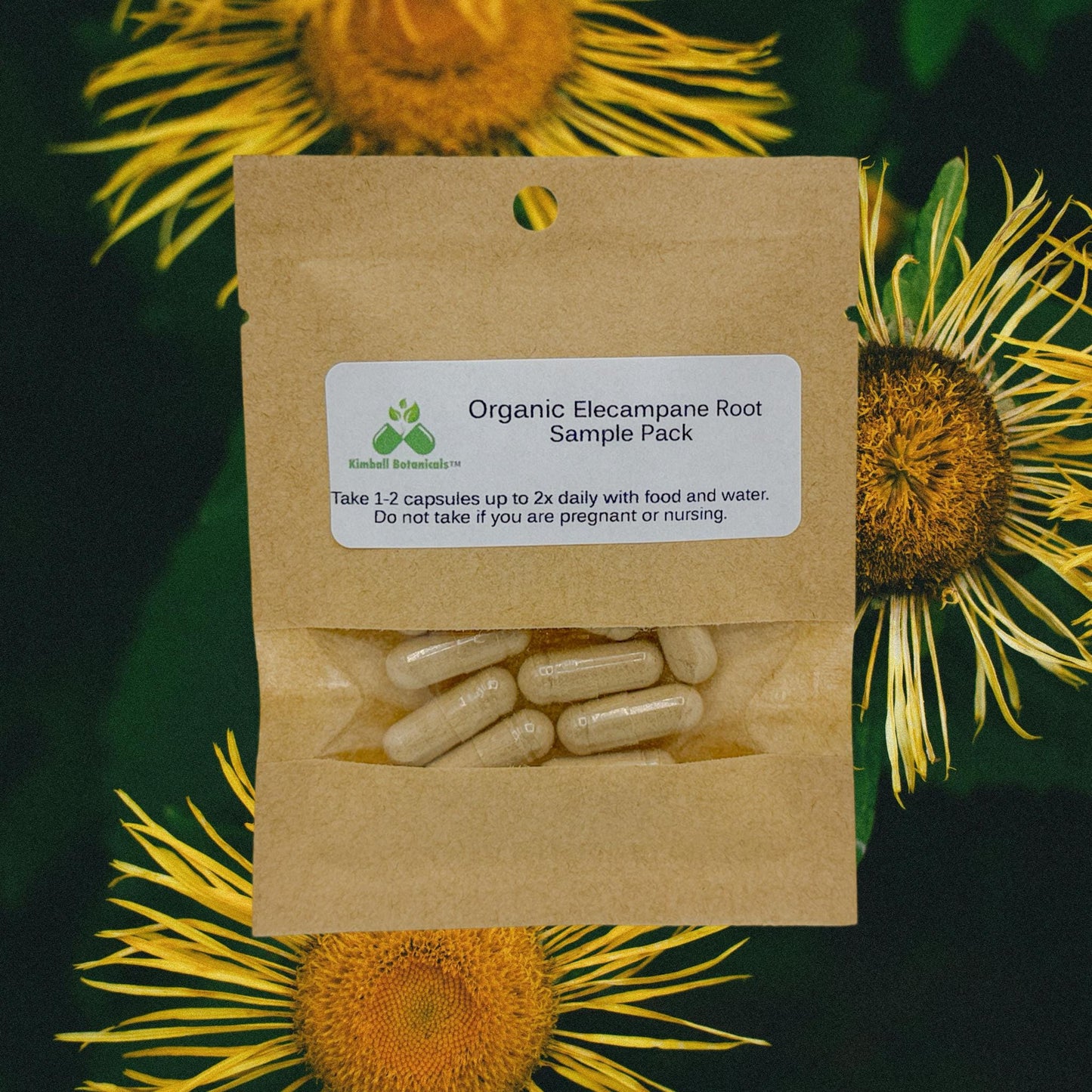 Organic Elecampane Root (Inula helenium) 500mg vegetarian capsules, made fresh to order