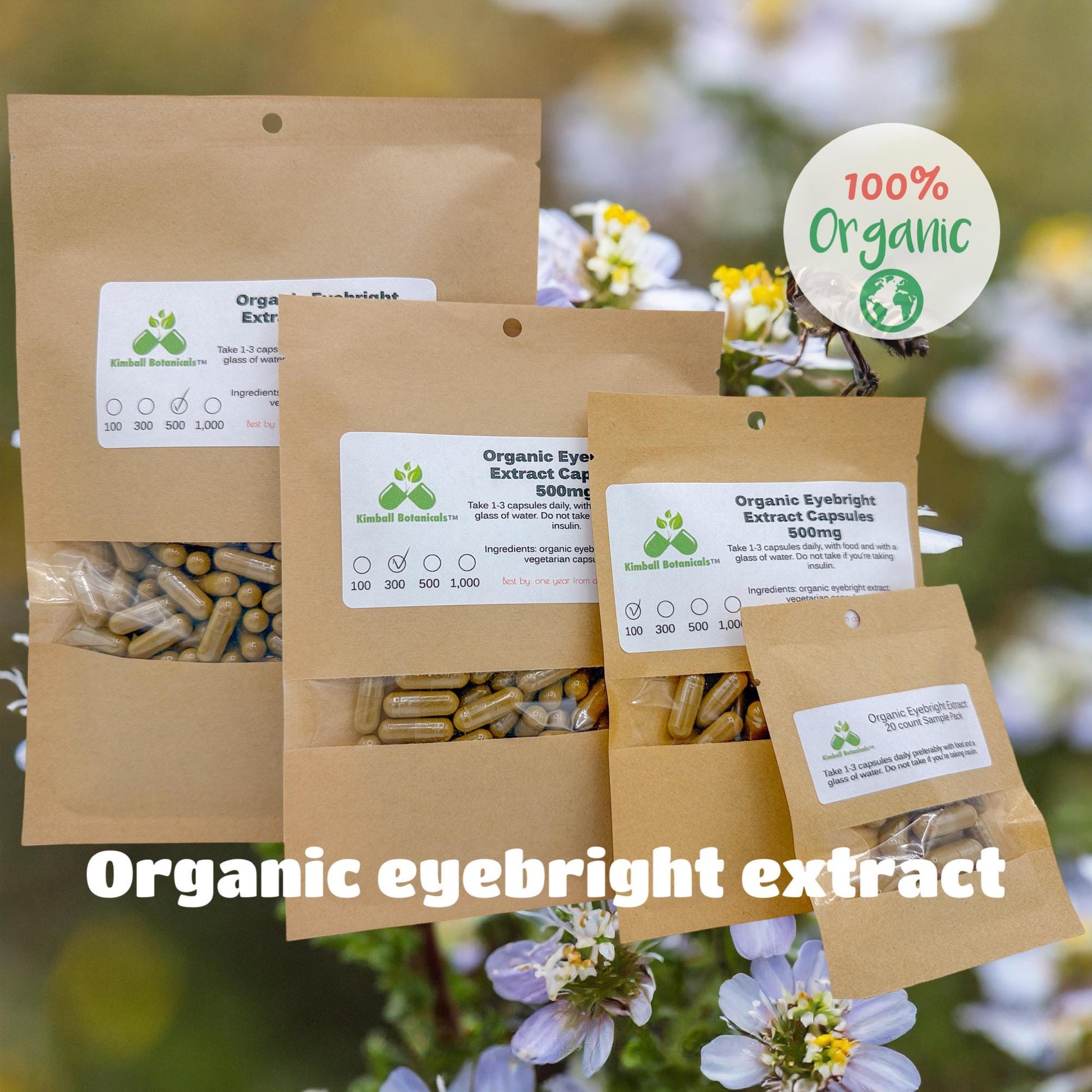 organic eyebright extract vegetarian capsules 500mg and 650mg