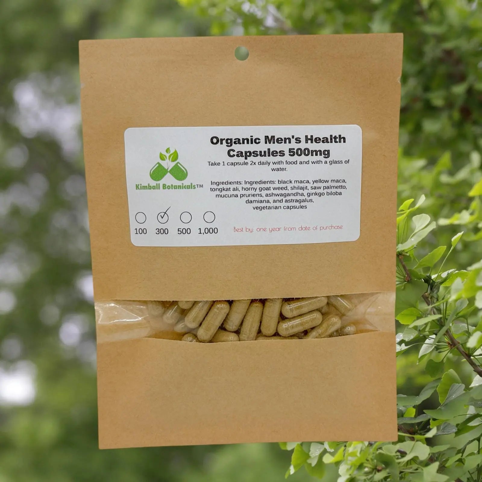 Organic Men's Health blend 500mg or 650mg vegetarian or pullulan capsules made fresh to order, no fillers