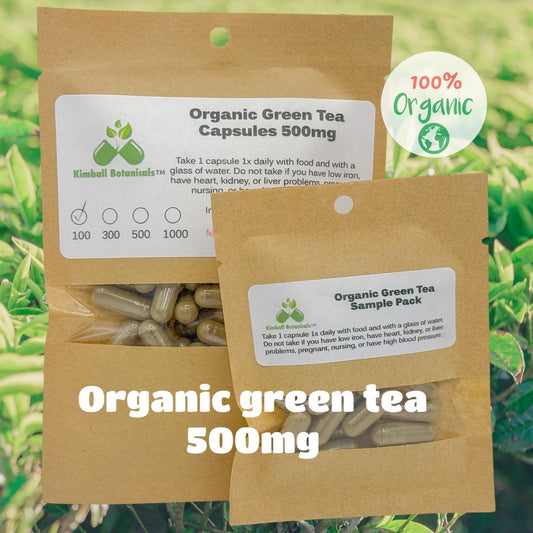 Organic Green Tea (camellia sinensis) 500mg vegetarian capsules made fresh to order