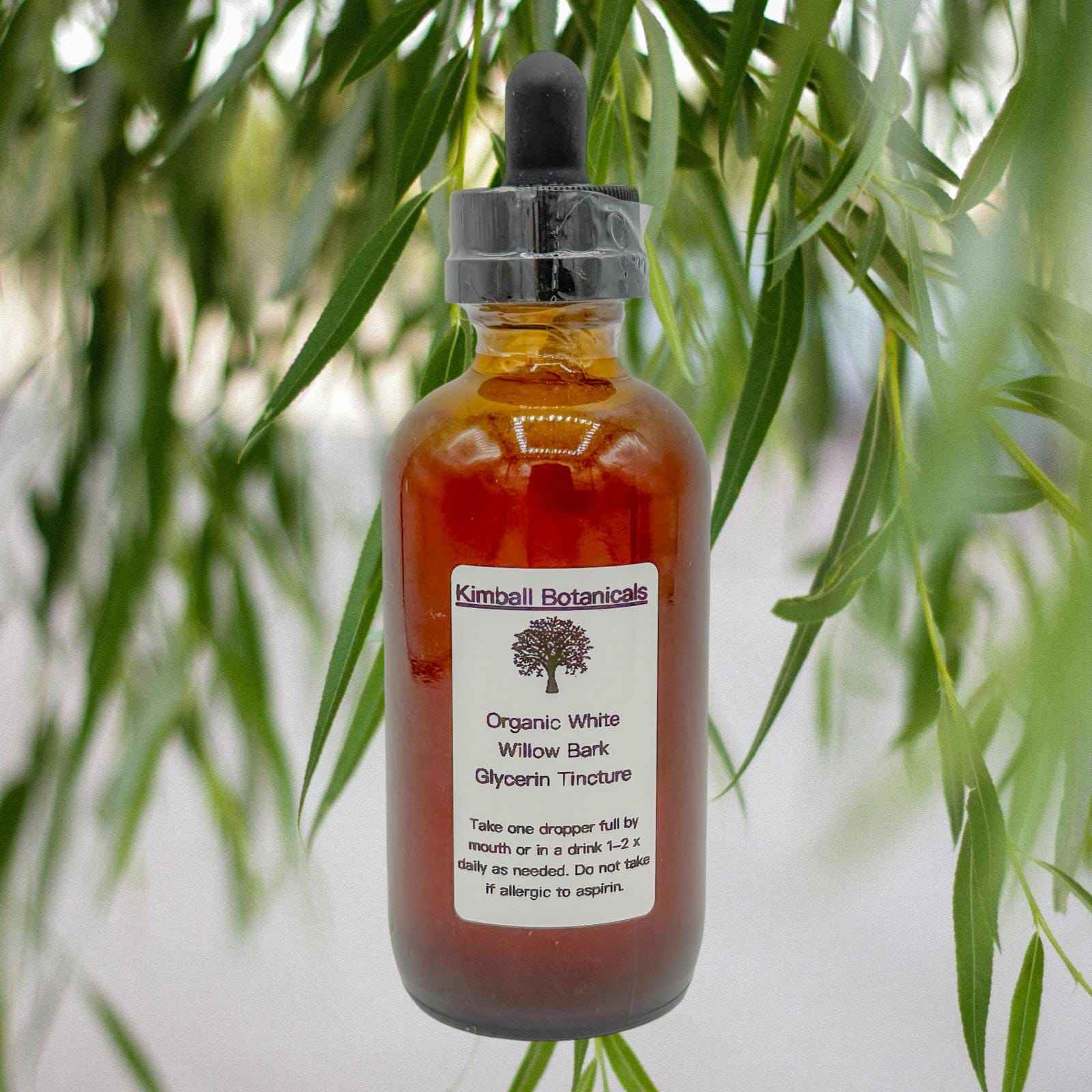 Organic Handcrafted White Willow Bark Double Extracted Glycerin Tincture NON GMO