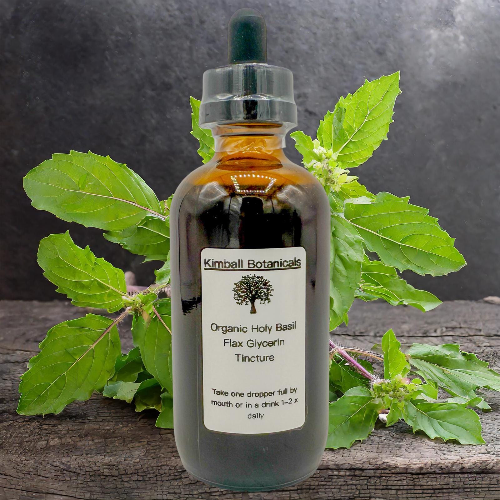 USDA Certified Organic Handcrafted Holy Basil "Tulsi" Glycerin Tincture, Double Extracted, NON GMO