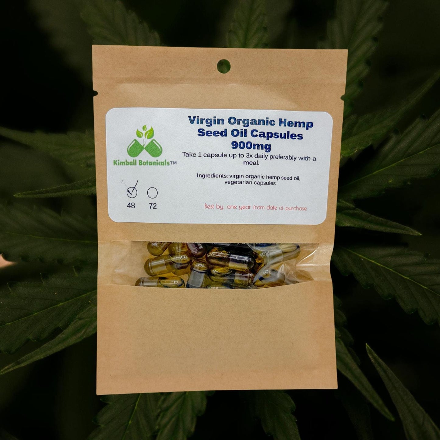 USDA Certified Organic Virgin Hemp Seed Oil Capsules, Omega-6 and 3, 900mg vegetarian made fresh to order