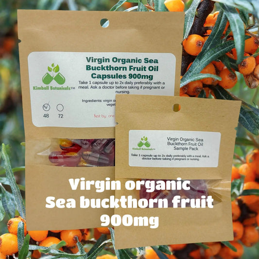 USDA Certified Organic Virgin Sea Buckthorn Fruit Oil Capsules 900mg vegetarian made fresh to order - Kimball Botanicals LLC