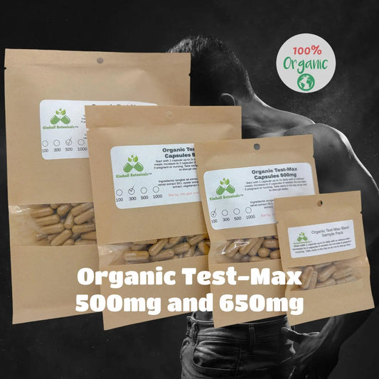 Organic Test-Max Men 500mg and 650mg vegetarian or pullulan capsules, made fresh to order - Kimball Botanicals LLC