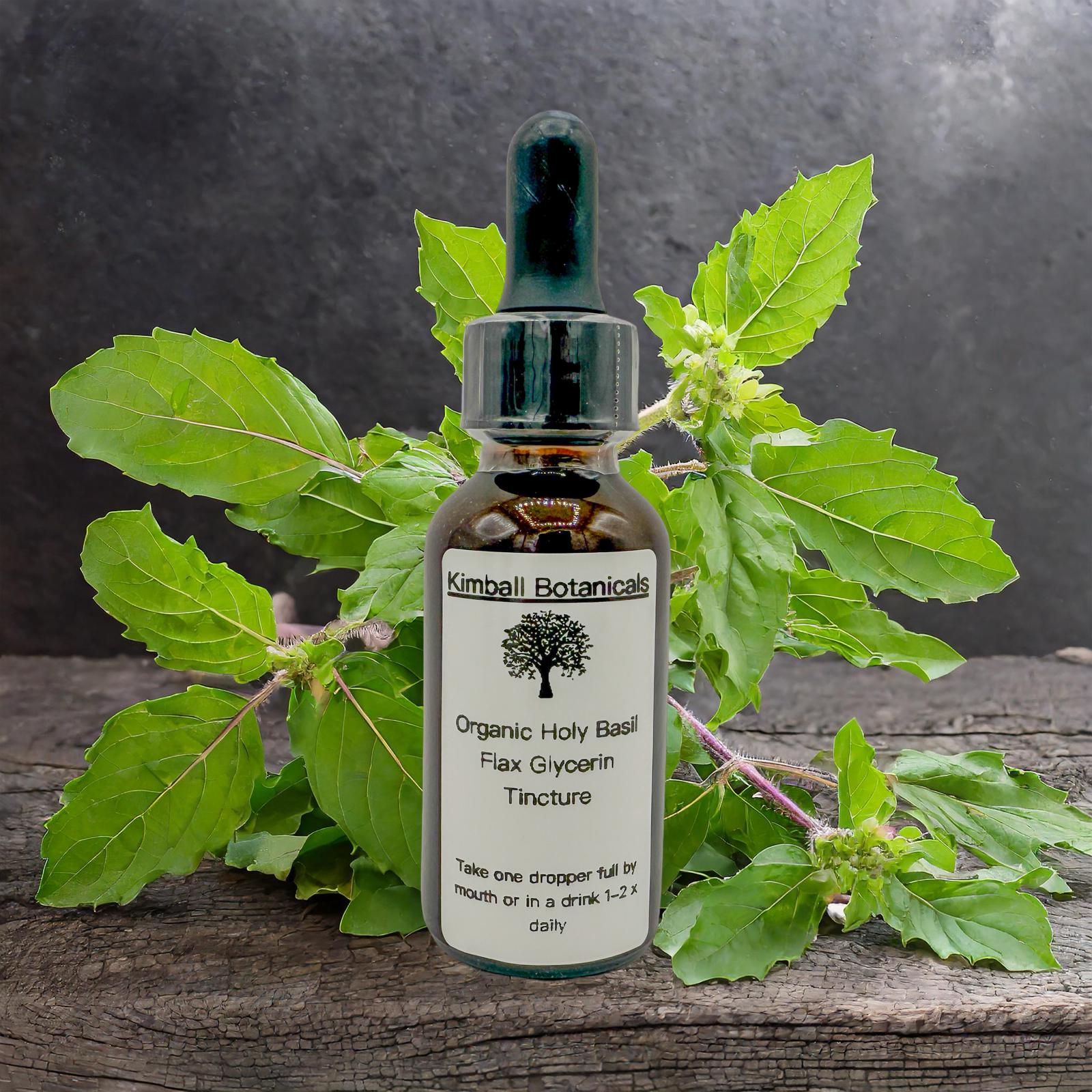 USDA Certified Organic Handcrafted Holy Basil "Tulsi" Glycerin Tincture, Double Extracted, NON GMO