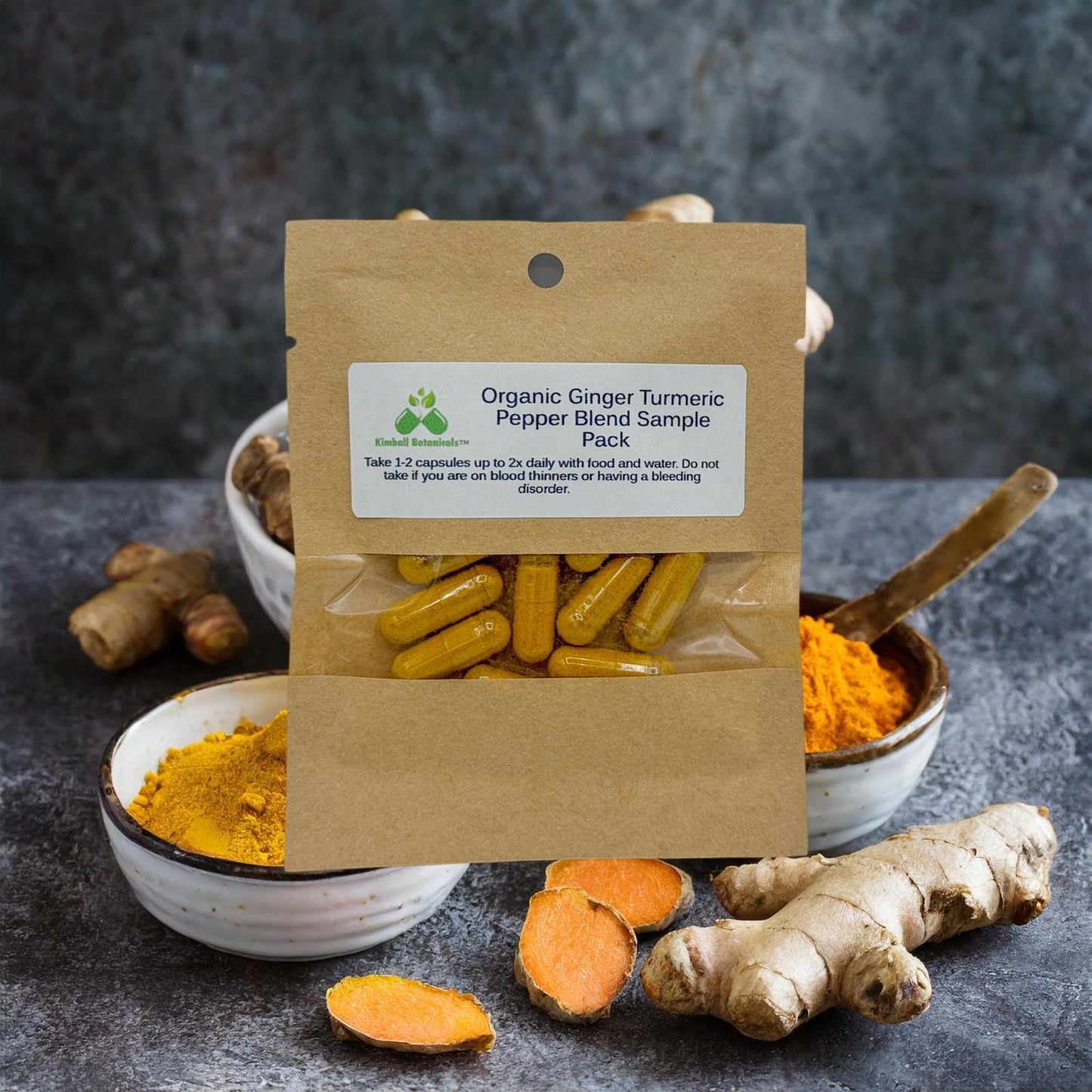 Organic Ginger, Turmeric Curcumin, 95% Black Pepper extract blend, 500mg and 650mg vegetarian capsules