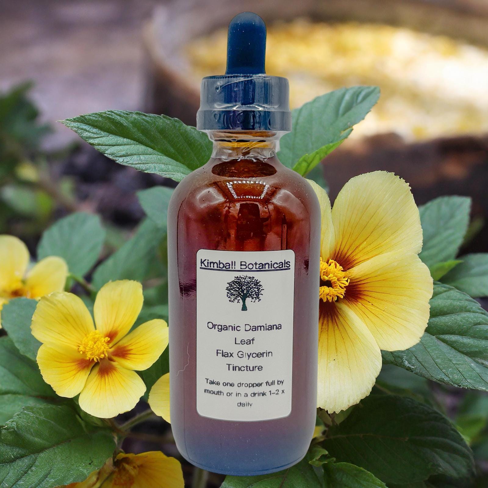 USDA Certified Organic Handcrafted Damiana Leaf Double Extracted Glycerin Tincture