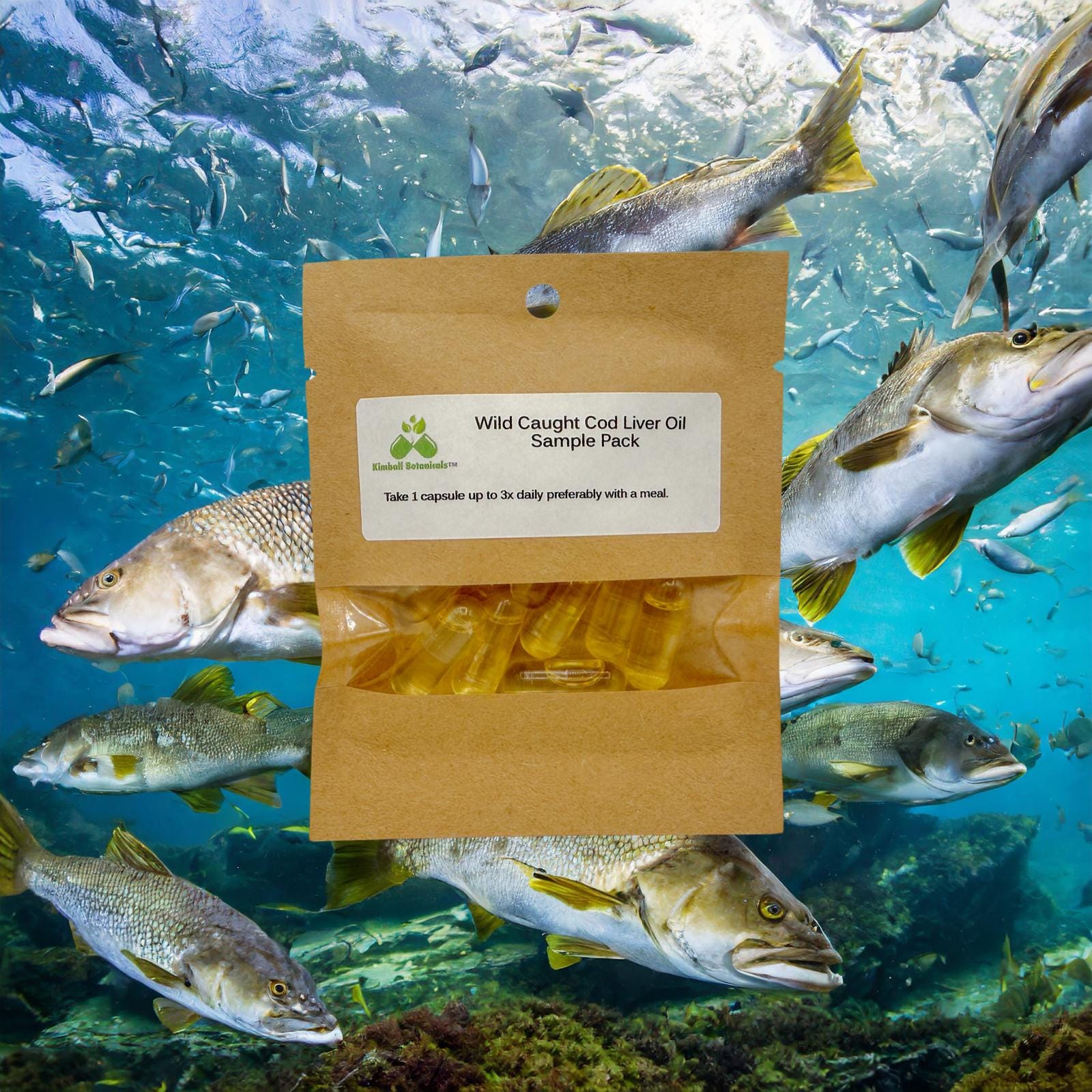 Wild Caught Cod Liver Oil Omega-3 Capsules, Vitamin A, Vitamin D, 900mg vegetarian capsules made fresh to order