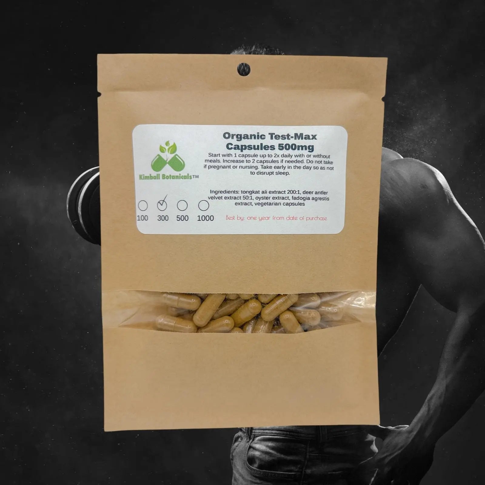 Organic Test-Max Men 500mg and 650mg vegetarian or pullulan capsules, made fresh to order
