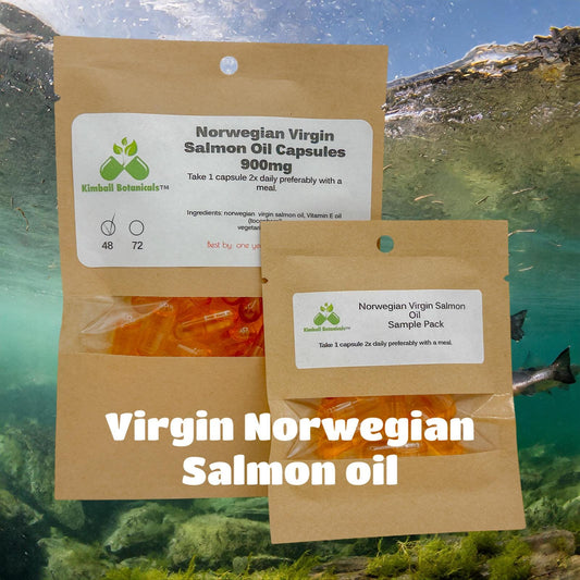 Virgin Norwegian Salmon Oil Omega-3 Capsules, 900mg vegetarian capsules made fresh to order