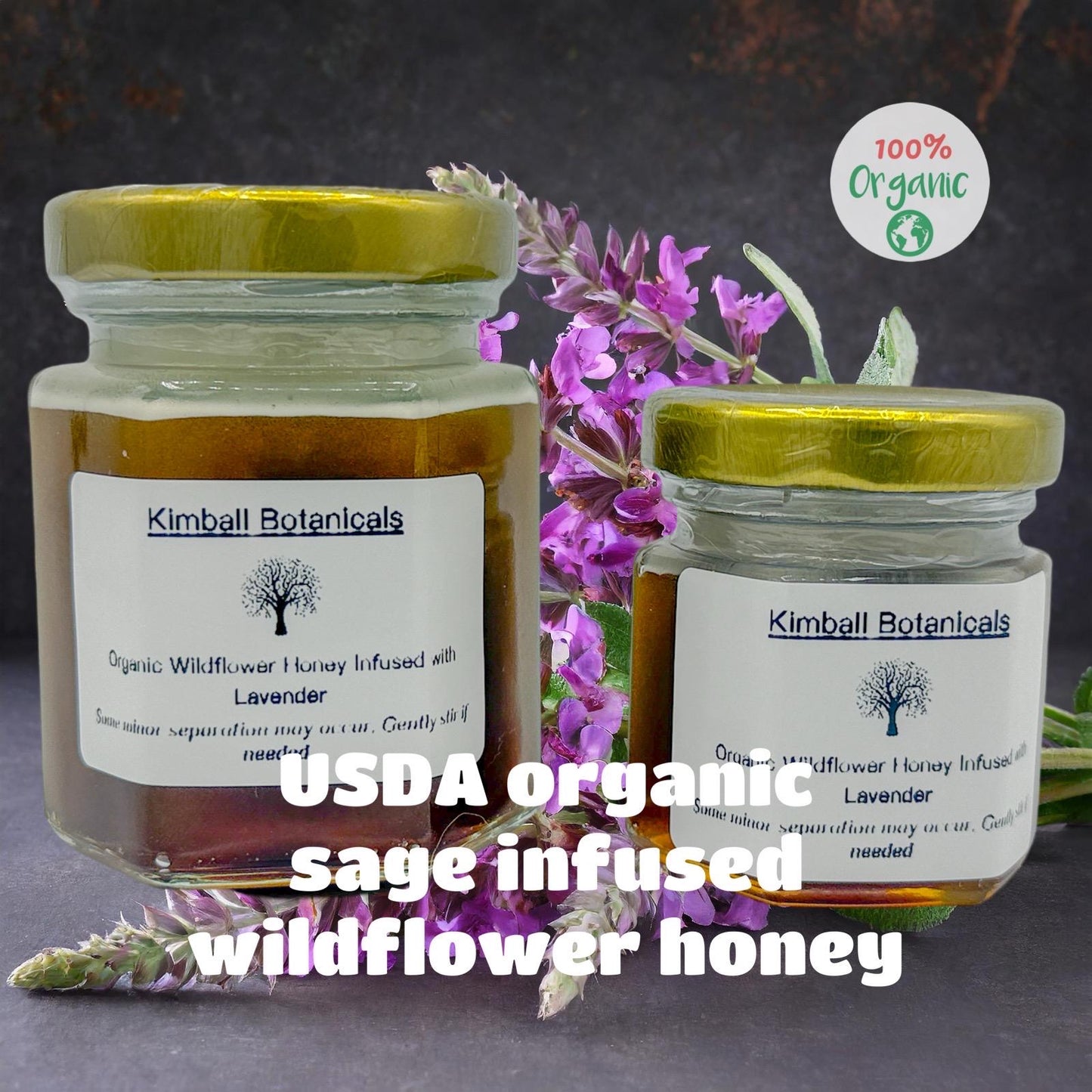 USDA Certified Organic Herbal Sage Infused Wildflower Honey