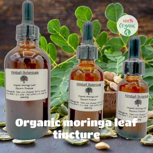 Organic Handcrafted Moringa Leaf Vegetable Glycerin Tincture Double Extracted sustainably harvested NON GMO - Kimball Botanicals LLC