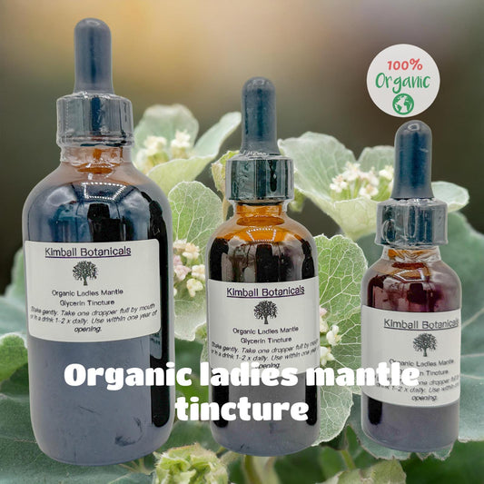 Organic Handcrafted Ladies Mantle (Alchemilla mollis) Liquid Extract Glycerin Tincture Double Extracted NON GMO