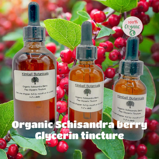 USDA Certified Organic Schisandra Berry Glycerin Tincture Double Extracted, sustainably harvested NON GMO - Kimball Botanicals LLC