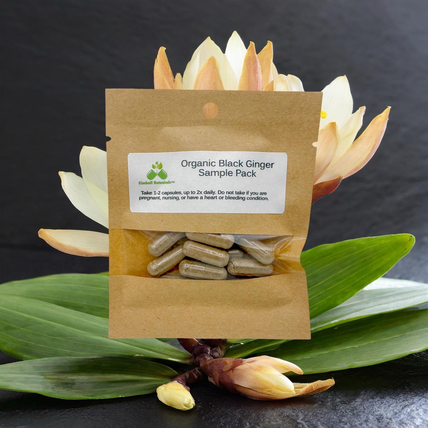 Certified Organic Black Ginger Root, (Kaempferia parviflora) 500mg or 650mg, vegetarian or pullulan capsules made fresh to order