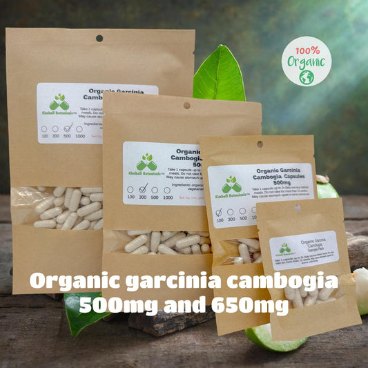 Organic Garcinia Cambogia (Garcinia gummi-gutta) 60% HCA 500mg or 650mg vegetarian capsules, made to order