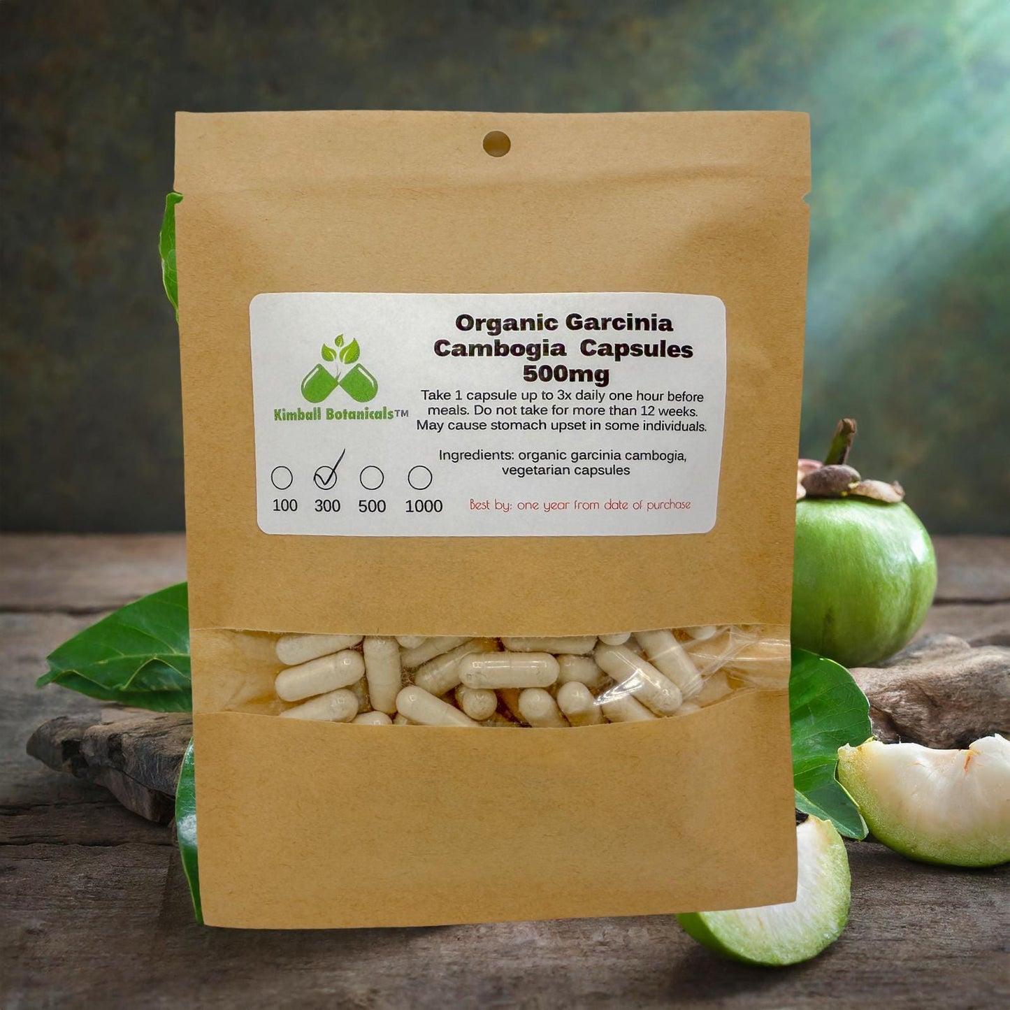 Organic Garcinia Cambogia (Garcinia gummi-gutta) 60% HCA 500mg or 650mg vegetarian capsules, made to order