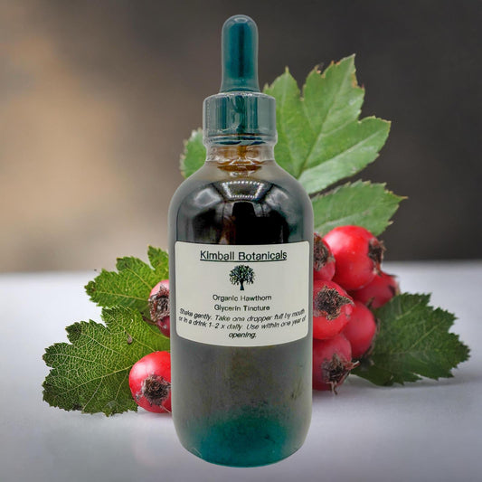 USDA Certified Organic Handcrafted Hawthorn Berry Vegetable Glycerin Tincture Double Extracted