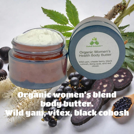 Organic Women’s Health Blend Body Butter, Wild Yam, Chasteberry, Red Clover - Kimball Botanicals LLC