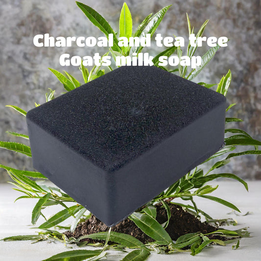 Handmade Charcoal and Tea Tree Goats Milk Soap, 3.2oz bar