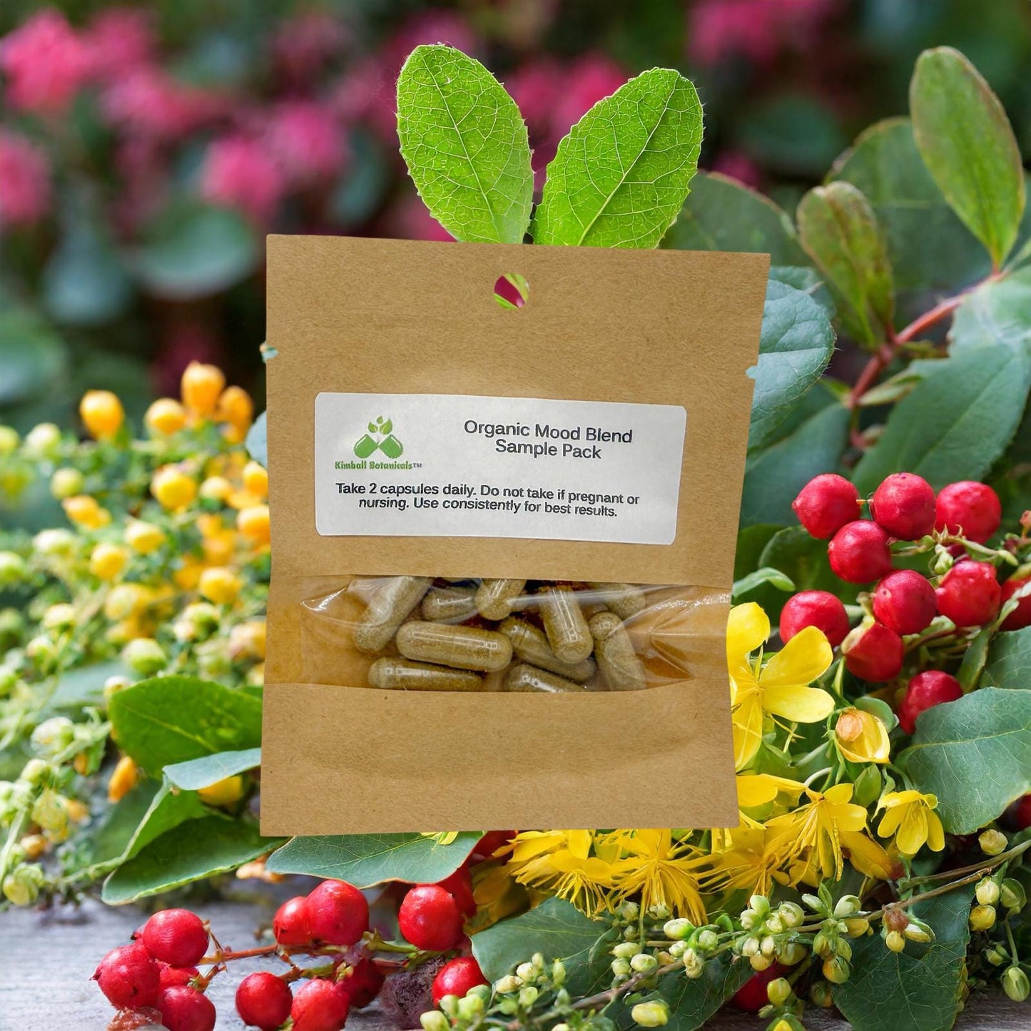 Organic Mood Blend 500mg or 650mg vegetarian or pullulan capsules, NON GMO, sustainably harvested, made fresh to order