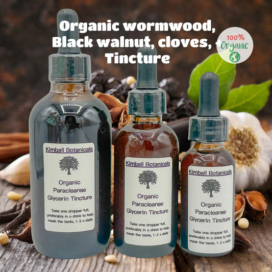 Organic Paracleanse Double Extracted Black Walnut, Wormwood, Cloves Glycerin Tincture sustainably harvested NON GMO - Kimball Botanicals LLC