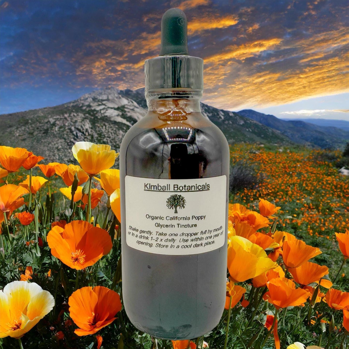 USDA Organic California Poppy (Eschscholzia californica) Glycerin Tincture sustainably harvested NON GMO