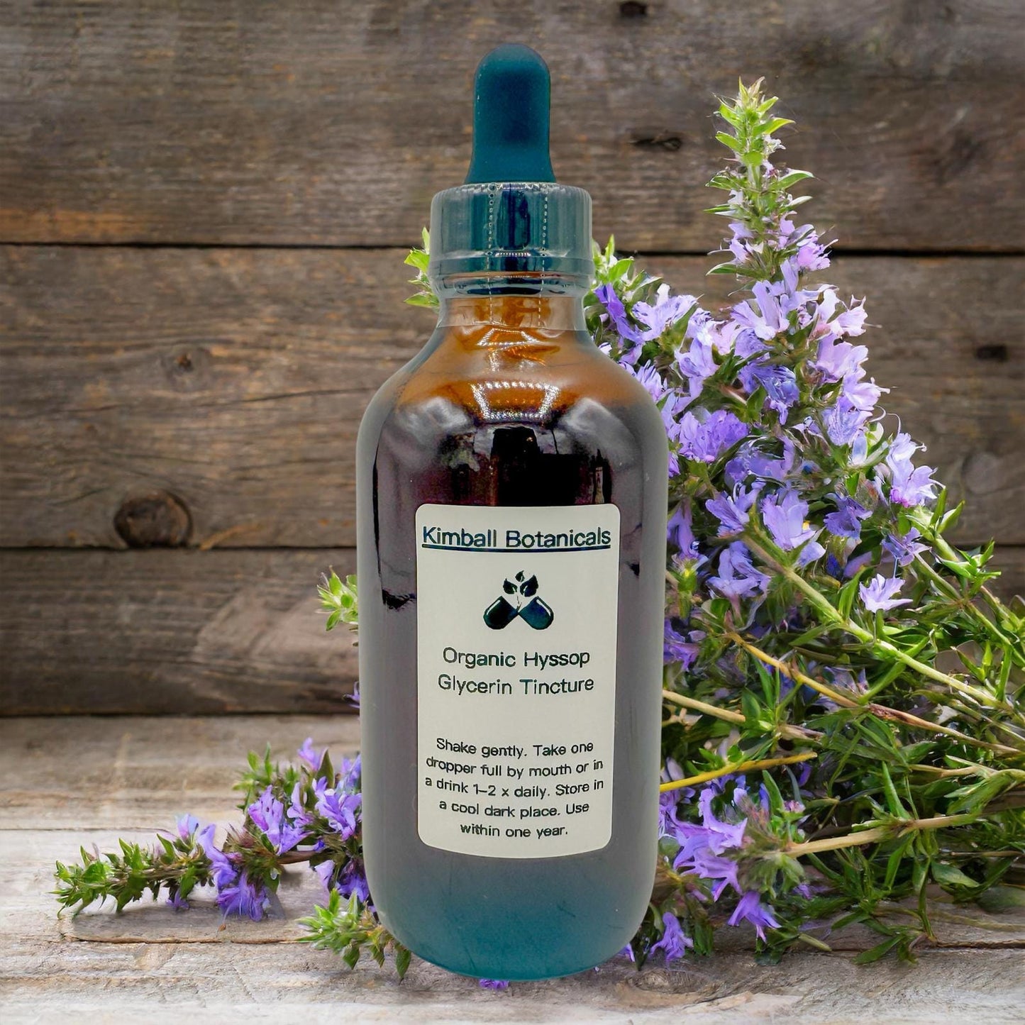 USDA Certified Organic Handcrafted Hyssop Vegetable Glycerin Tincture double extracted, sustainably harvested NON GMO