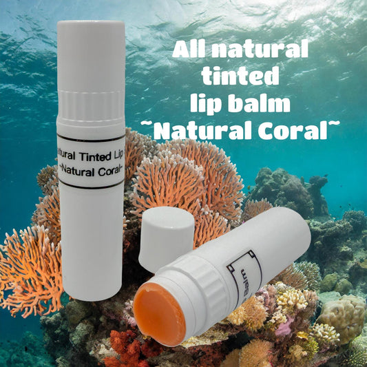 Organic All Natural Handcrafted Tinted and Flavored Lip Balm, "Natural Coral"
