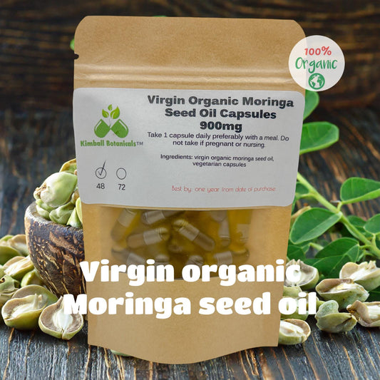 USDA Certified Organic Virgin Moringa Seed Oil Capsules 900mg vegetarian capsules made fresh to order