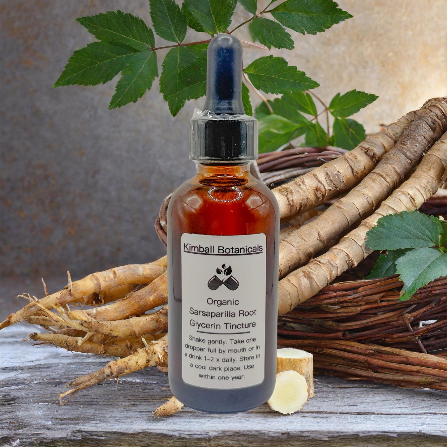 Certified Organic Sarsaparilla Root Glycerin Tincture Double Extracted sustainably harvested NON GMO