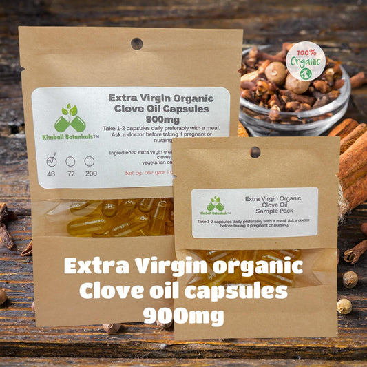 USDA Certified Extra Virgin Organic Clove Oil Capsules, 900mg vegetarian capsules made fresh to order with zero fillers