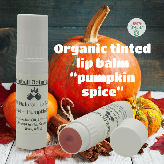 Organic All Natural Handcrafted Tinted Lip Balm, "Pumpkin Spice" made with organic Pumpkin Seed Oil