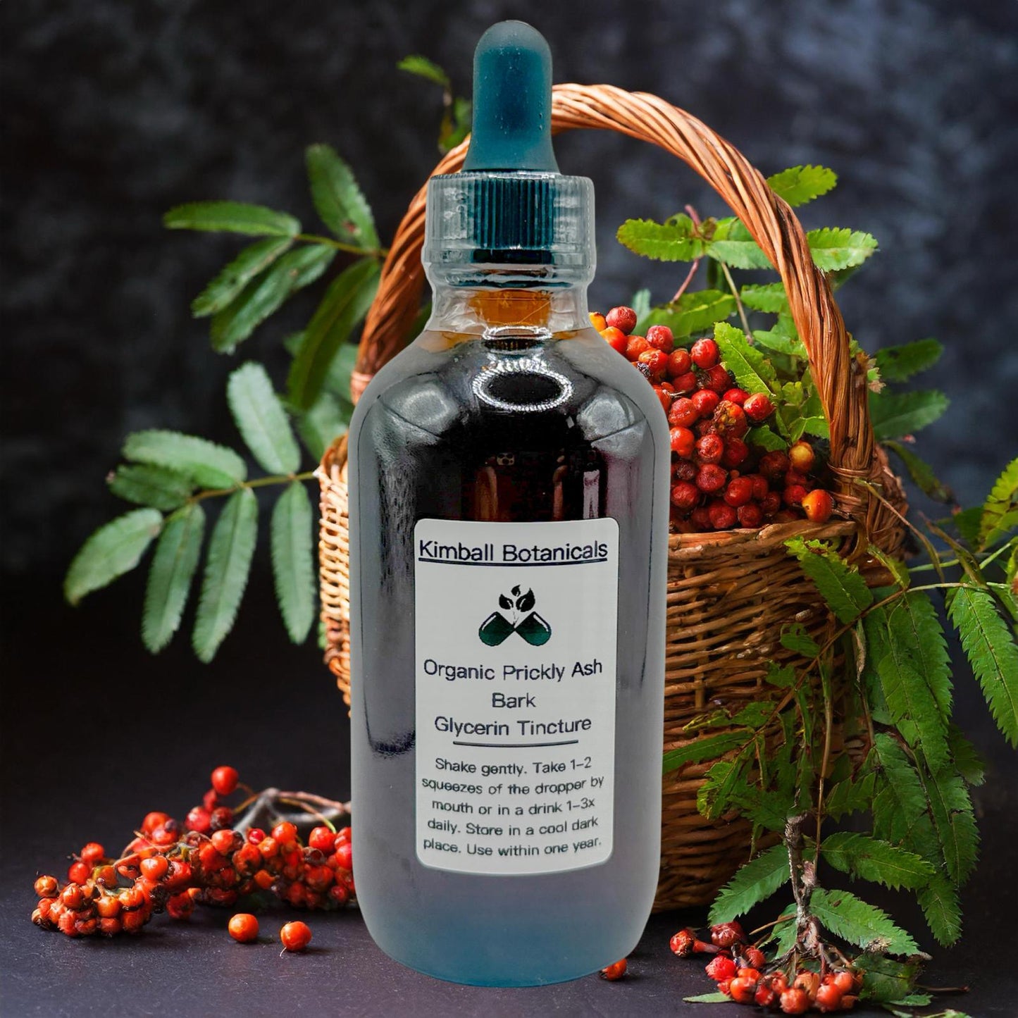 USDA Certified Organic Prickly Ash Bark Double Extracted Glycerin Tincture sustainably harvested NON GMO