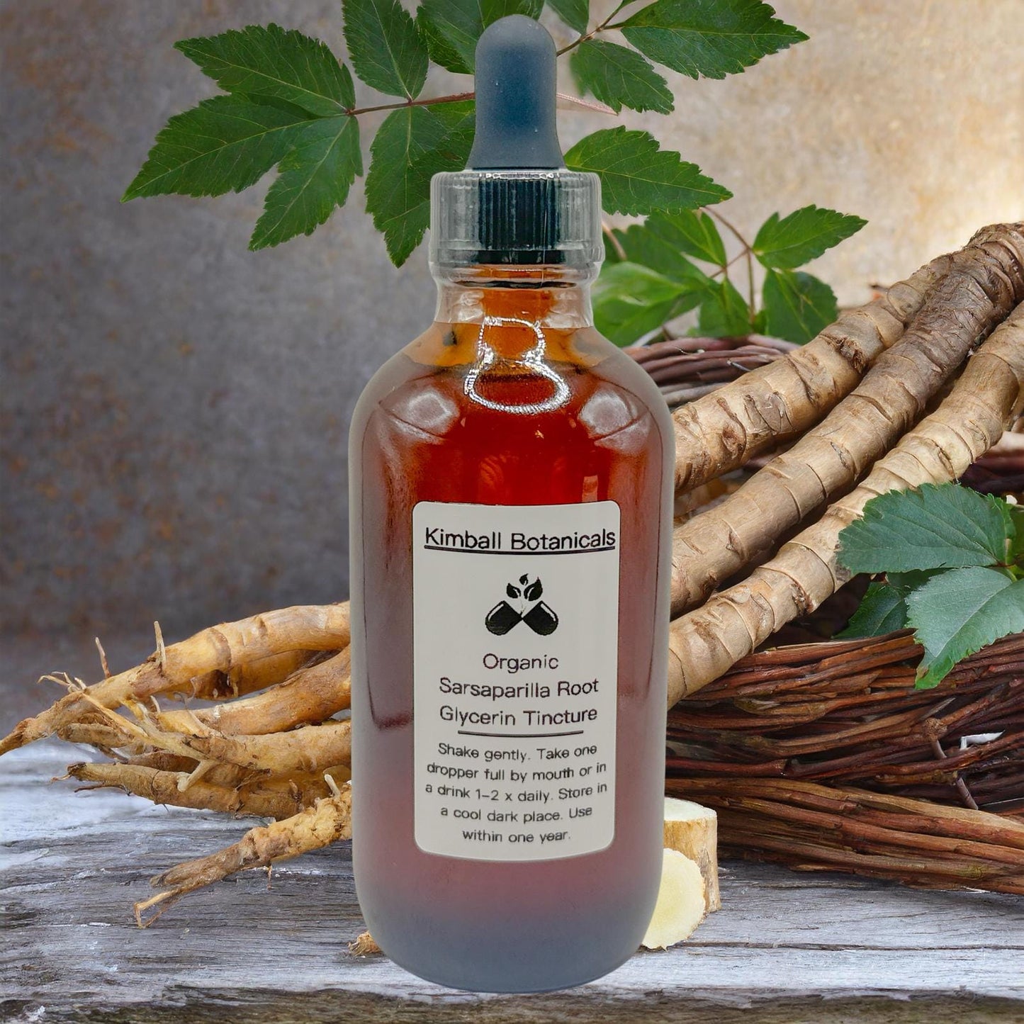 Certified Organic Sarsaparilla Root Glycerin Tincture Double Extracted sustainably harvested NON GMO