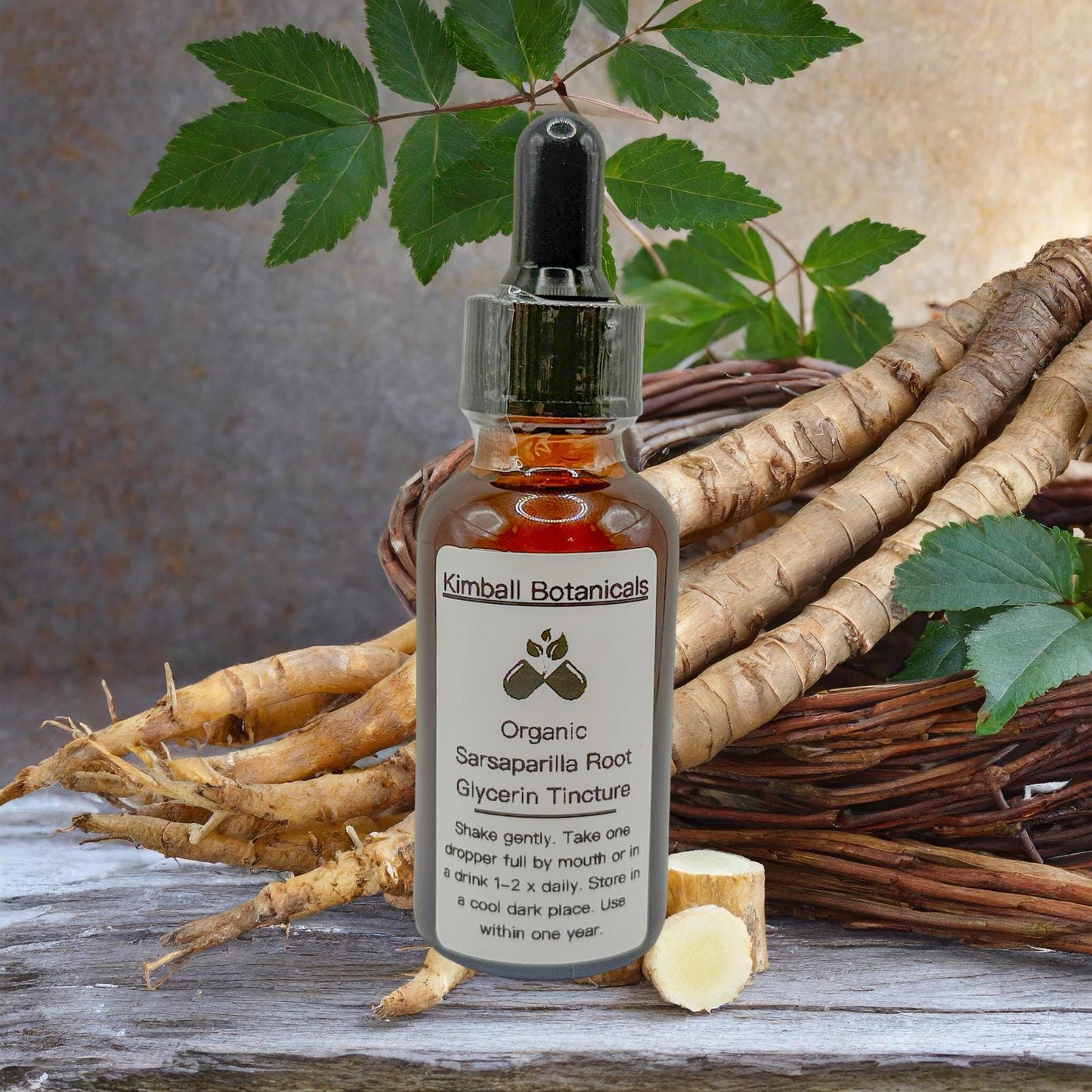 Certified Organic Sarsaparilla Root Glycerin Tincture Double Extracted sustainably harvested NON GMO
