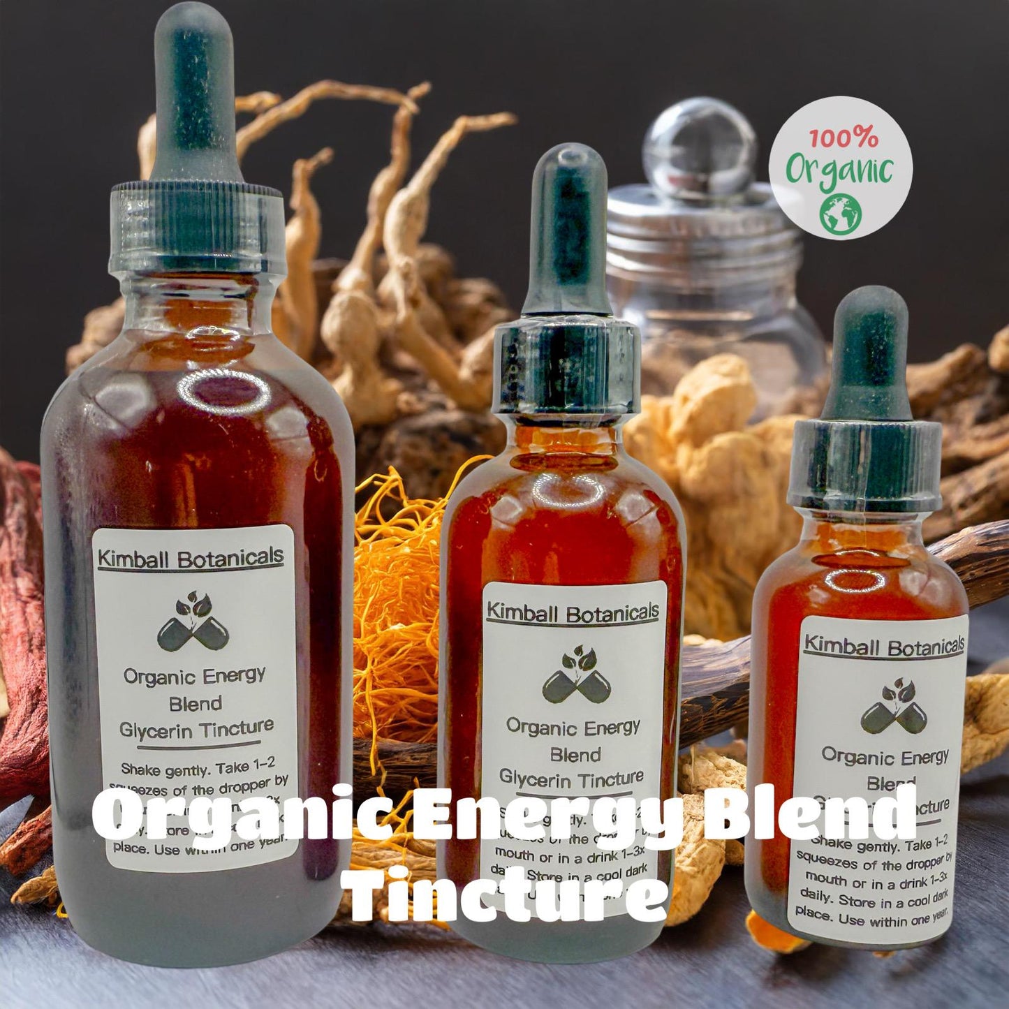 Organic Energy Blend Double Extracted Glycerin Tincture sustainably harvested NON GMO