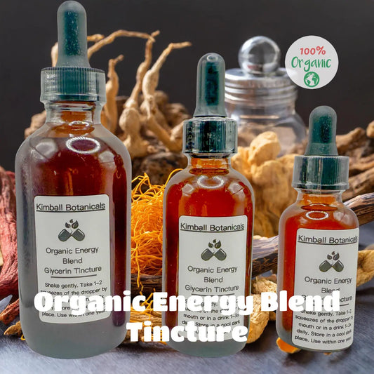 Organic Energy Blend Double Extracted Glycerin Tincture sustainably harvested NON GMO - Kimball Botanicals LLC