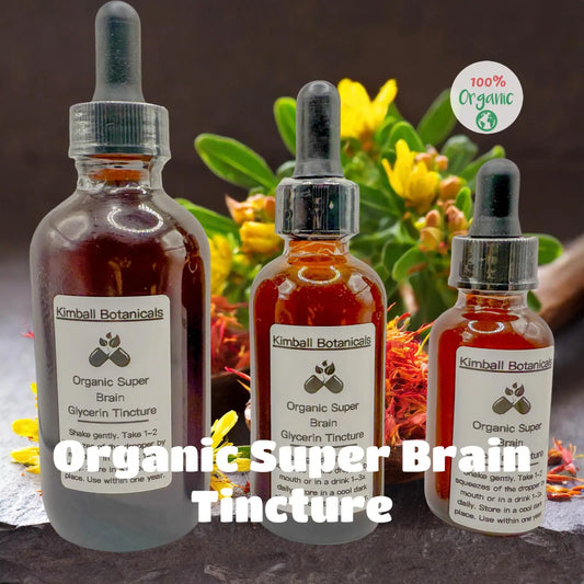 Organic Super Brain USDA Certified Glycerin Tincture Liquid Extract, sustainably harvested - Kimball Botanicals LLC
